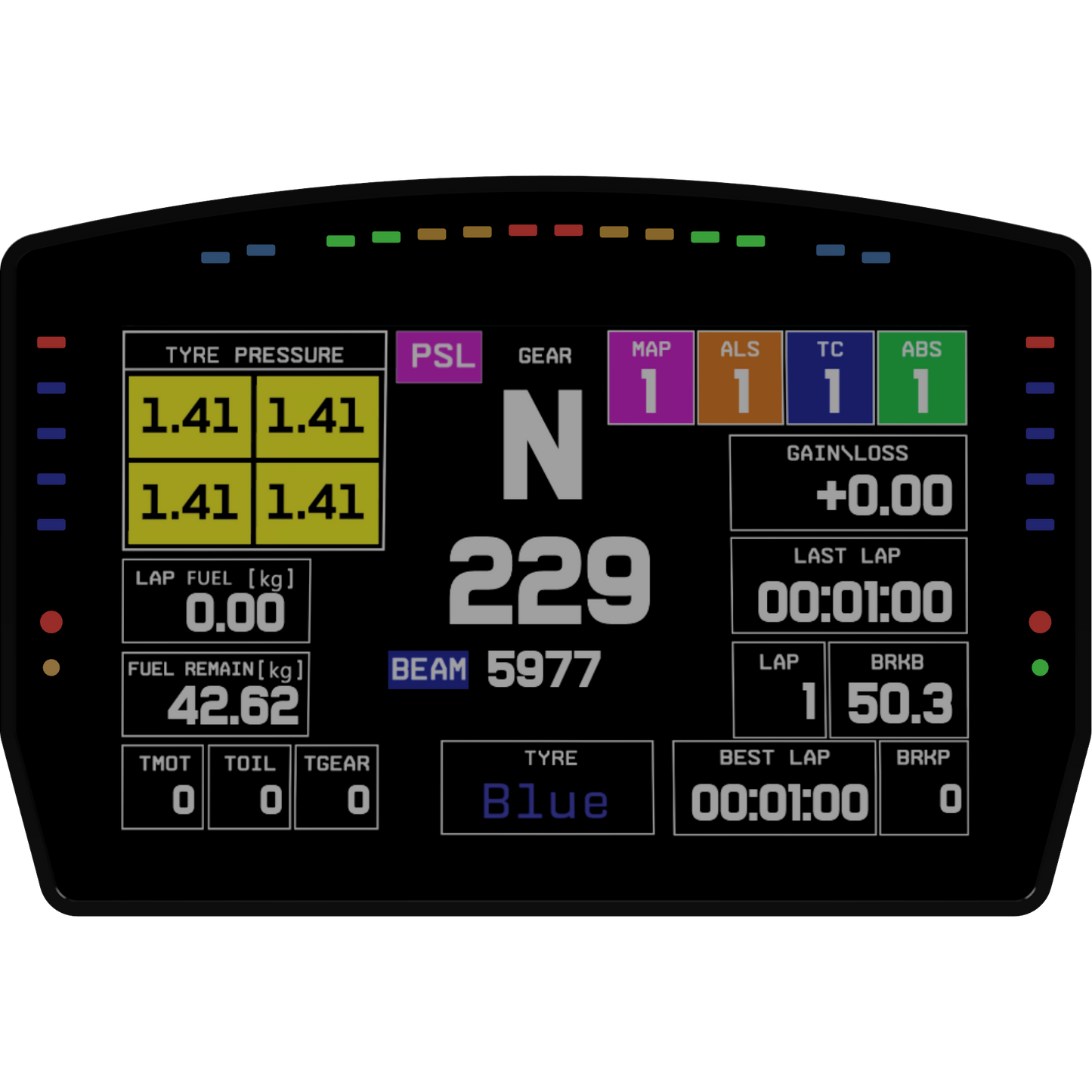 DDU 10.7 Sim Racing 6.8" Dash Display