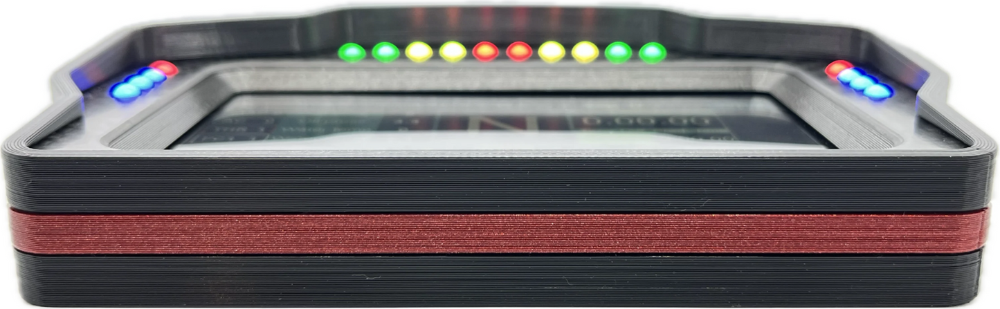 DDU6 Sim Racing Dash Display - Metallic RED- Bottom View
