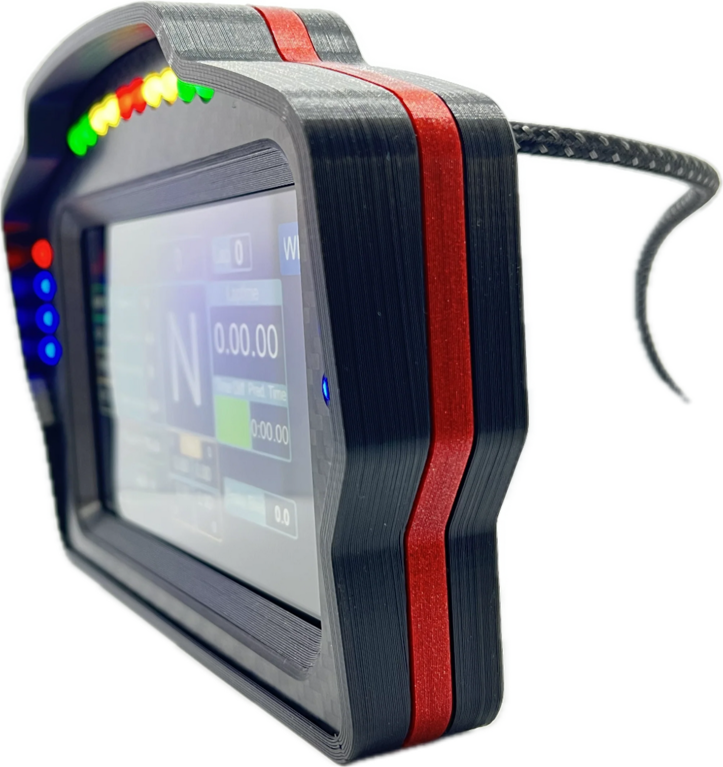 DDU6 Sim Racing Dash Display - Metallic RED- Side View - SimHUB Compatible