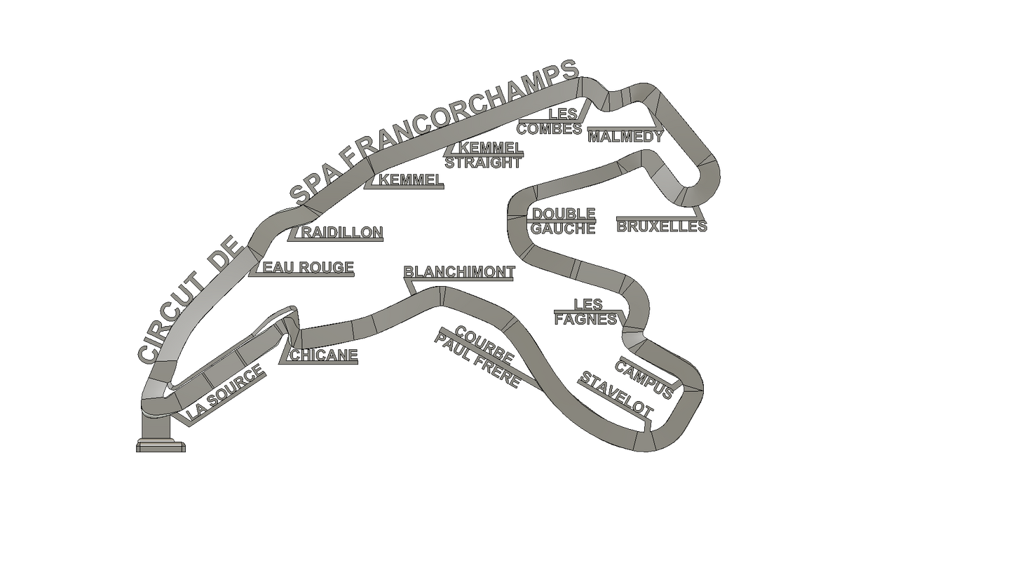 SPA Francorchamps With Elevation (STL File)